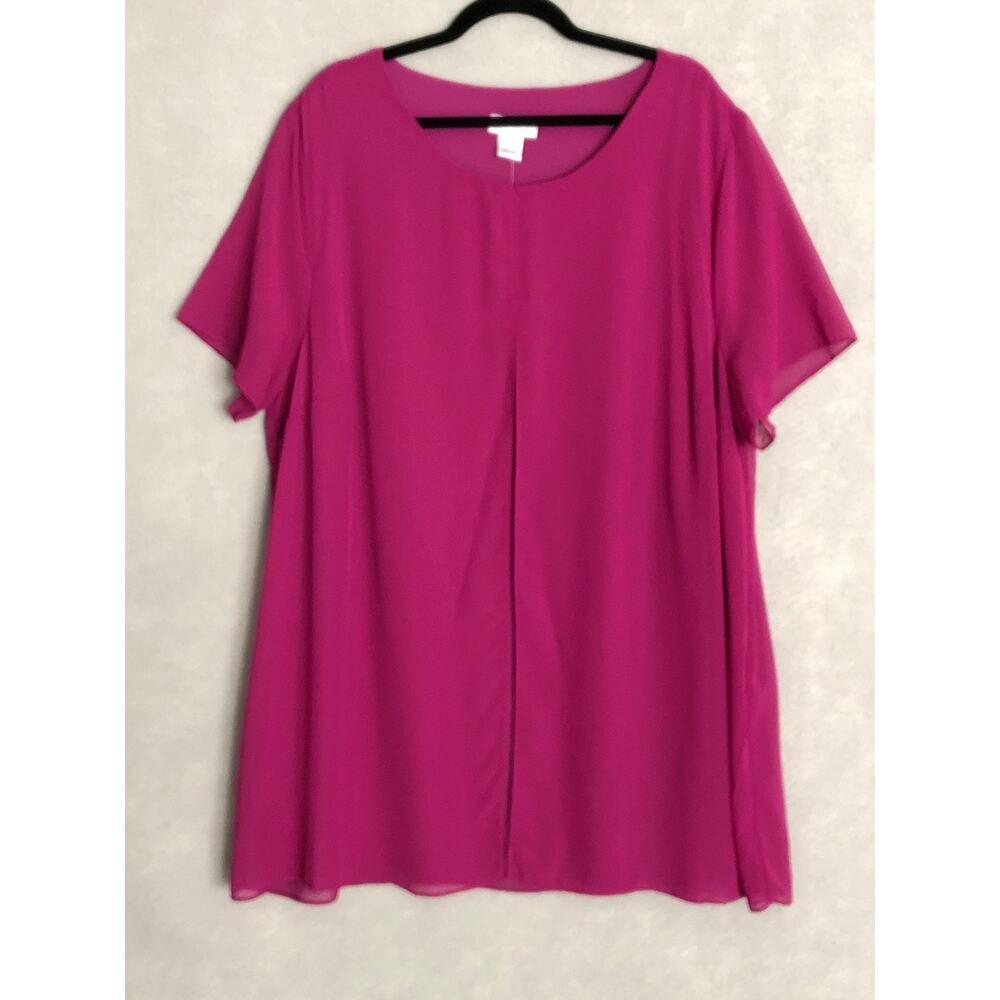 Avenue Studio Boatneck Top Liv Overlay Magenta Women's Size 20 NEW